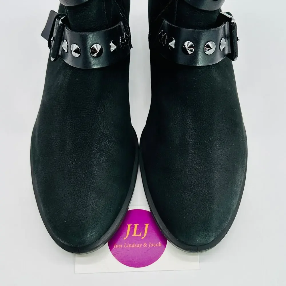 ECCO Women's Black Nubuck Studded Harness Ankle Boots Size 39 EU/ 8-8.5 US